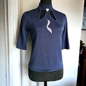 JAMIE SADOCK (SM) Navy Short Sleeve Double keyhole with Snap